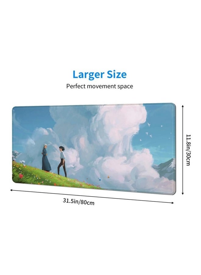 COW - Anime Desk Mat Cute Anime Kawaii Studio Mouse Pad Large Gaming Desk Pad,Extended Laptop Computer Keyboard Mat Desk Mats On Top Of Desks,31.5X11.8 Inch - Image 1