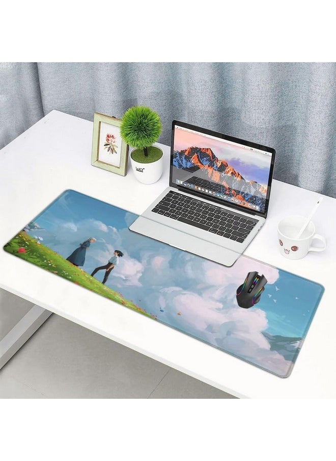 COW - Anime Desk Mat Cute Anime Kawaii Studio Mouse Pad Large Gaming Desk Pad,Extended Laptop Computer Keyboard Mat Desk Mats On Top Of Desks,31.5X11.8 Inch - Image 1
