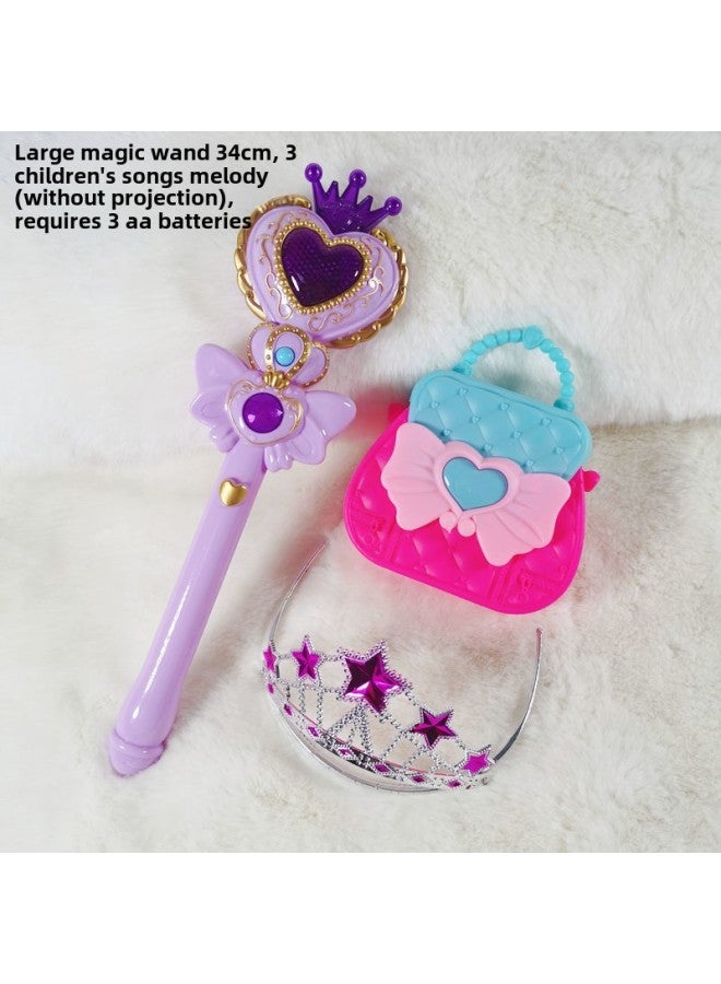 Children's Little Girl Toy Little Magic Fairy Luminous Flash Magic Wand Fairy Wand Transformation Magic Wand Birthday Wholesale-Color:Large Purple + Crown + Handbag [free Battery]  - Image 1