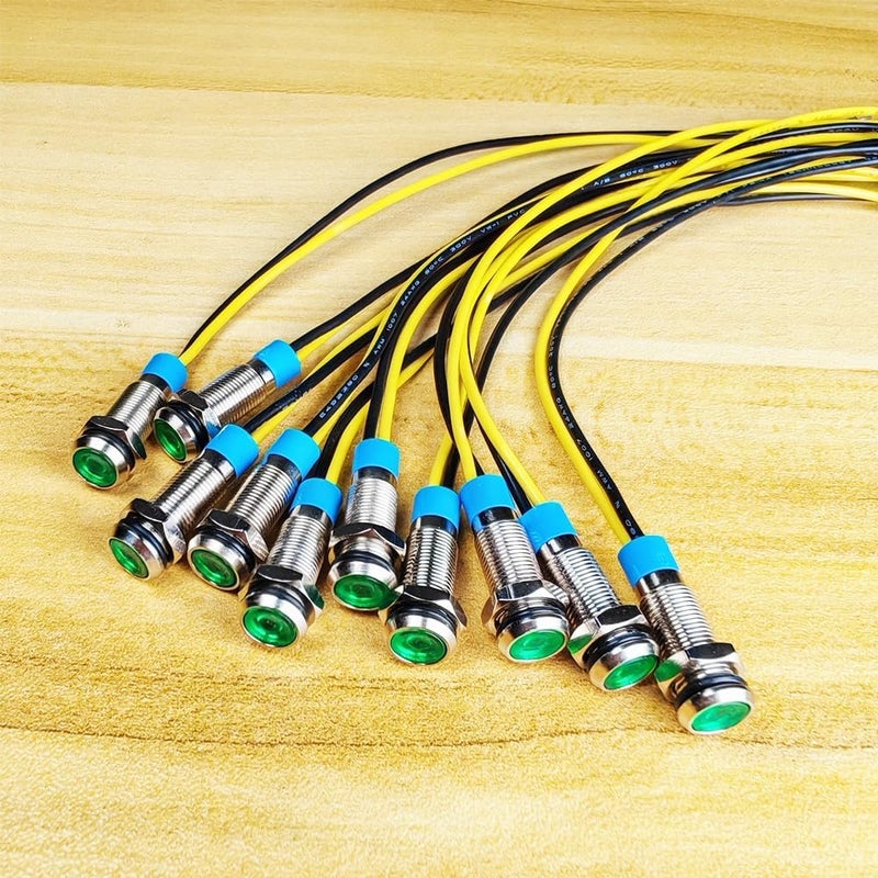 Gebildet 10pcs 6mm LED Metal Indicator Light 110V-220VAC Waterproof Signal Lamp (Green) - Image 2