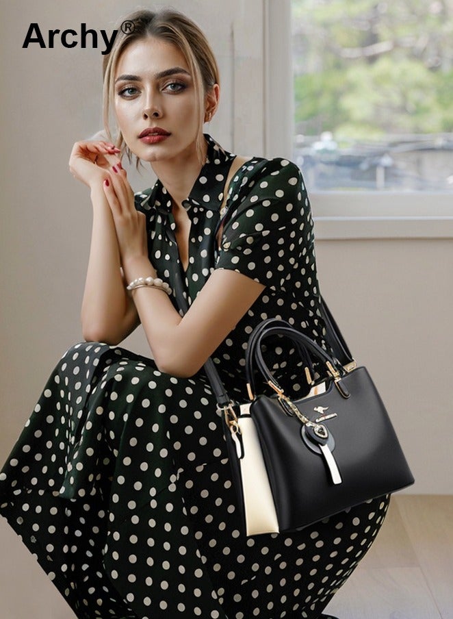 أرشي حقيبة كتف نسائية جلدية أنيقة مقاومة للماء وحقيبة كبيرة الحجم للنساء - Image 3