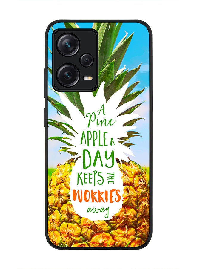Stylizedd Rugged Black edge case for Redmi Note 12 Pro 5G Slim fit Soft Case Flexible Rubber Edges Anti Drop TPU Gel Thin Cover - Pineapple A Day - Image 1