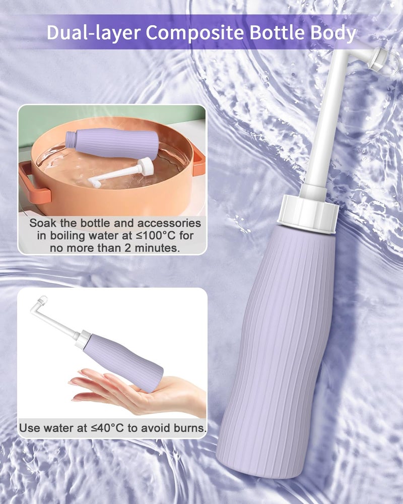 Electomania رشاش jet محمول للسفر، رشاش bidet محمول للمرحاض، رشاش bidet محمول مع حقيبة تخزين للنظافة الشخصية، رعاية ما بعد الولادة، علاج البواسير، غسل الأطفال (بنفسجي، 500 مل) - Image 5
