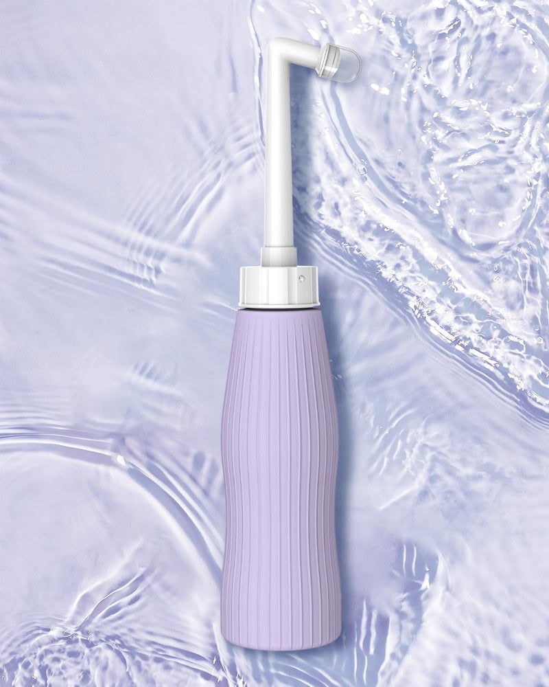 Electomania رشاش jet محمول للسفر، رشاش bidet محمول للمرحاض، رشاش bidet محمول مع حقيبة تخزين للنظافة الشخصية، رعاية ما بعد الولادة، علاج البواسير، غسل الأطفال (بنفسجي، 500 مل) - Image 1