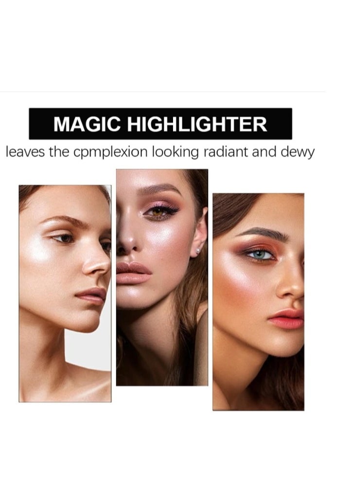 Yabaolian - 3 Color Glitter Highlighter Powder Palette,3 in 1 Blush and Highlighter Powder Makeup,Waterproof Long Lasting,Highly Pigmented Face Illuminator for a Glowing Look Color Number 2 - Image 1