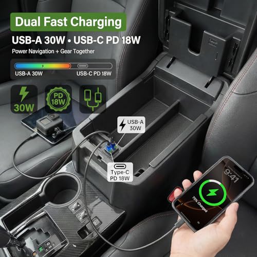 Qyebbk Center Console Organizer with Fast Charger for 2010-2024 Toyota 4Runner Insert Armrest Box Storage Tray W/USB Fast Charging for 10-24 4 Runner Interior Accessories - Image 3
