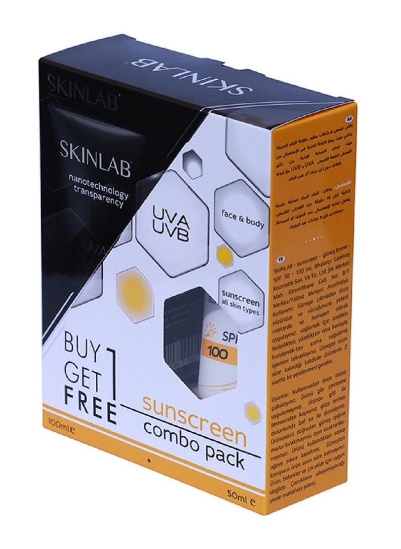 SKINLAB - Skinlab UVA UVB Sunscreen Combo Pack SPF 100, 100ml + 50ml, 2 Pieces - Image 1