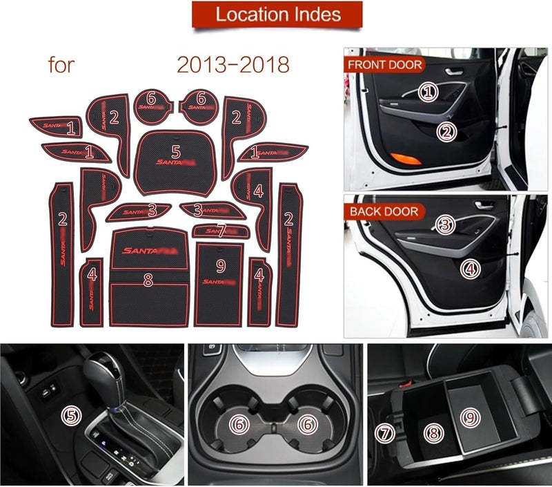 DEMULAX Anti Slip Rubber Cup Mat for Hyundai Santa Fe - Image 3