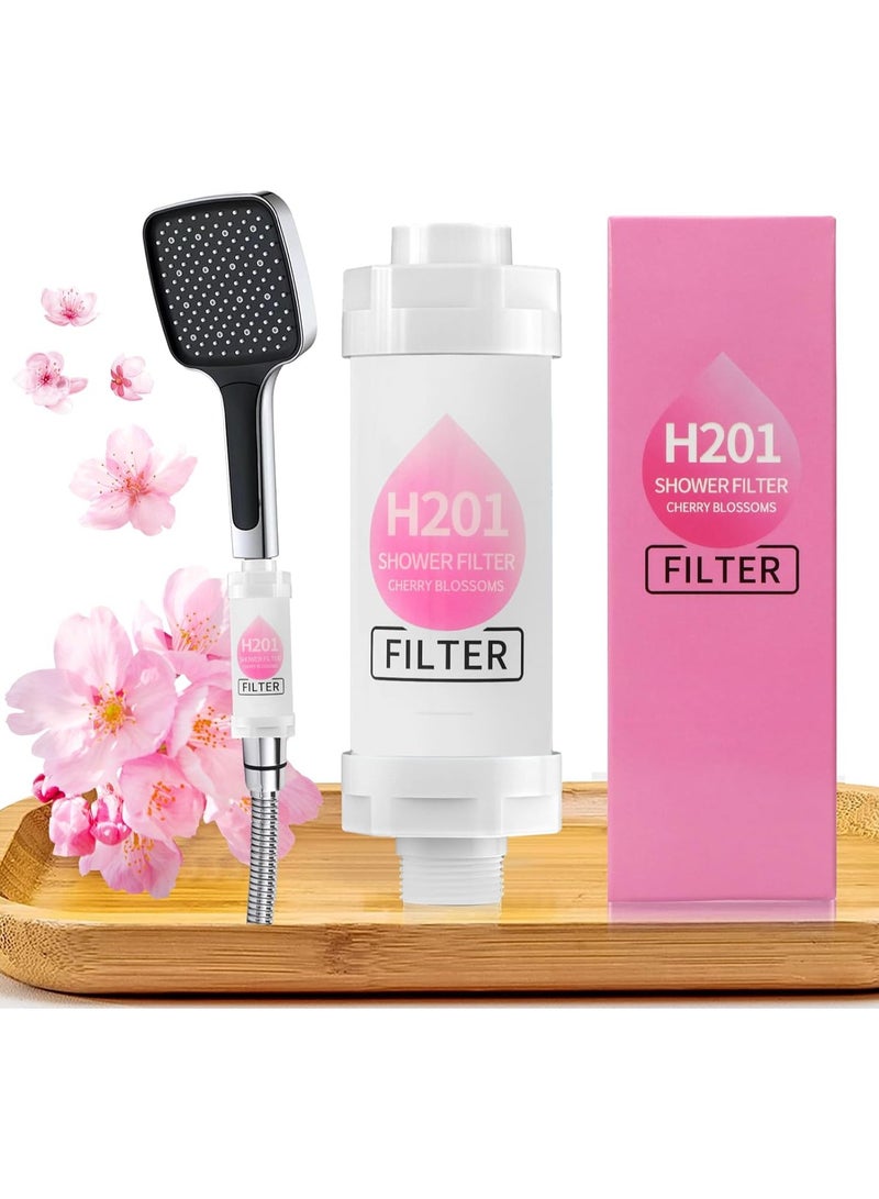 H201 Vitamin C Shower Filter for hair fall - Water Purifying Shower Head for Healthy Skin & Hair - Vitamin C Infuser, Hard Water Softener, Beaded Filter for Bacteria Removal - Bathroom Accessories for Hair Loss Prevention & Hydration - Image 1