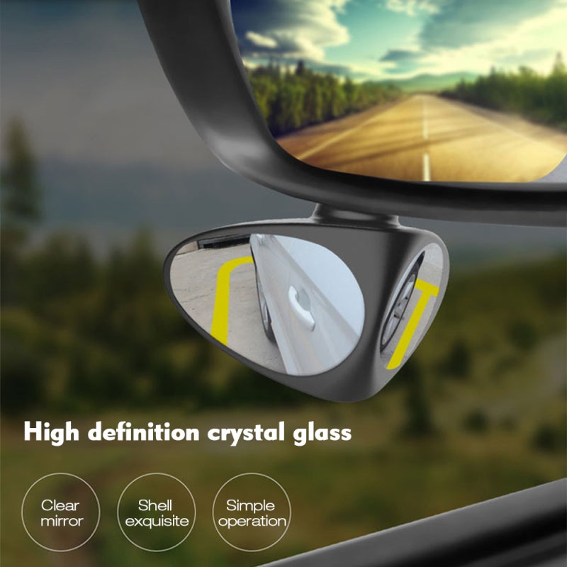 Blind Spot Car Mirror: Black Left Wide Angle 360° Rotatable - Adjustable Reflection Angle Universal Parking Aid for Most Cars SUV RVs Vans - Image 2
