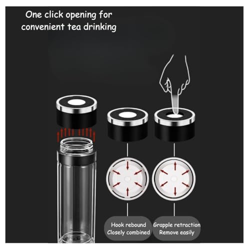 Wosta Leakproof Glass Water Bottle with Stainless Steel Infuser Glass Tea Infuser Bottle with Strainer and Neoprene Sleeve for Loose Leaf Tea, Cold Brew Coffee. (K - SILVER, 400ML) - Image 3