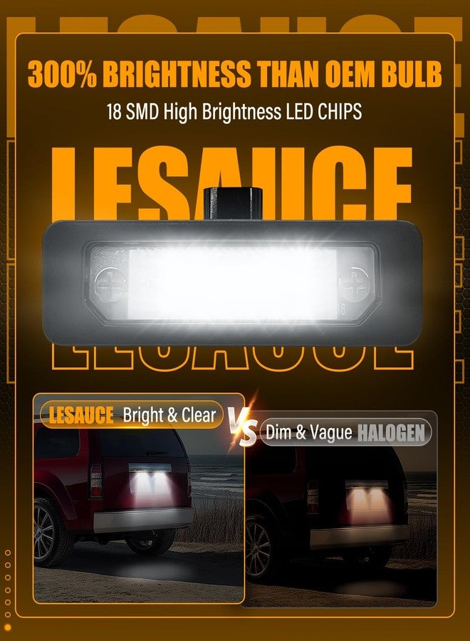 LESAUCE 2025 Upgraded LED License Plate Light Assembly for 2010-2014 Ford Mustang Fusion Taurus Lincoln MKS MKT, 6000K White 18 SMD, Tag Lamp Assembly Replacement, Plug and Play, Pack of 2 - Image 2