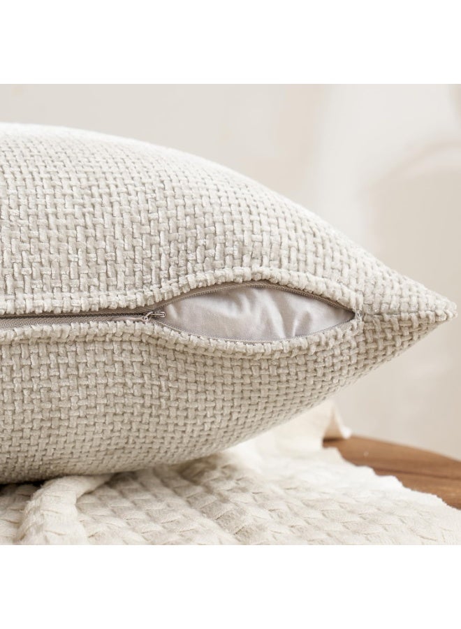 مجموعة أغطية الوسائد الشنيل من 4، غطاء وسادة، أغطية الوسائد الزخرفية الناعمة المحايدة للمزرعة بوهو ديكور المنزل الحديث، الأريكة، أريكة، غرفة المعيشة 45 سم × 45 سم - Image 5