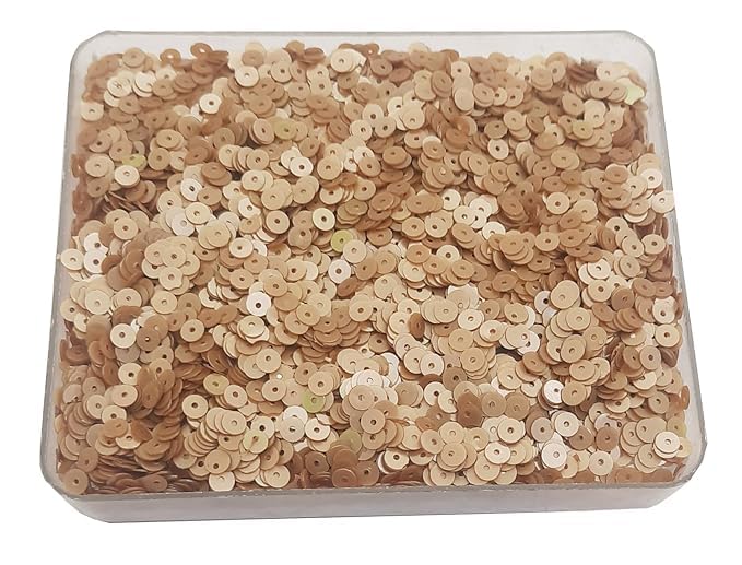 eshoppee eshoppee 5 mm 400 gm Dull Gold Designer Sequins Sitara Sequins for Embroidery Embellishing Handbags Apparels for Art and Craft DIY Kit  - Image 1