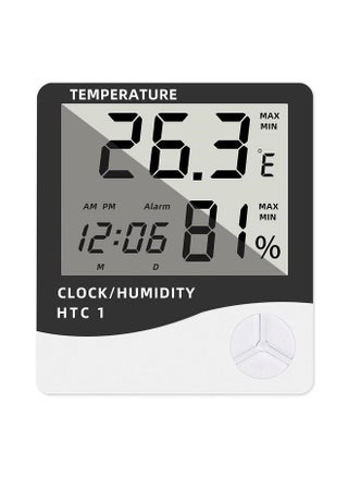 Electronic Thermometer Hygrometer Wall Mounted Desktop Temperature Humidity Detector with Time Date Alarm LED Display Electronic Temperature and Humidity Meter，Wall Hanging Digital LCD Thermometer Hygrometer White/Black 10.3*9.3*21.5cm - pzsku/Z19F6190CA66805DE5A06Z/45/_/1735369166/04f0bbb8-6543-4e60-bdd9-c60d808590bb