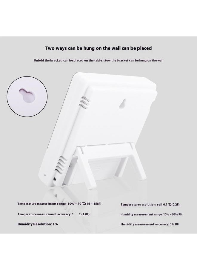 yongsheng - Electronic Thermometer Hygrometer Wall Mounted Desktop Temperature Humidity Detector with Time Date Alarm LED Display Electronic Temperature and Humidity Meter，Wall Hanging Digital LCD Thermometer Hygrometer White/Black 10.3*9.3*21.5cm - Image 1