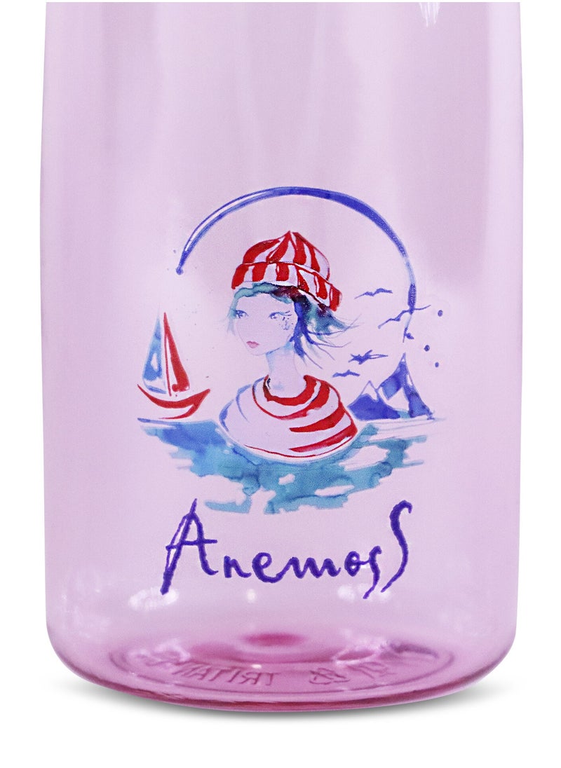 Anemoss Sailor Girl Tritan Water Bottle 600 ml / 20.2 oz, Healthy and Exclusive Design, Multi-functional and Durable Beverage Bottle, Ideal for Sports and Travel, BPA-Free, Pink Color