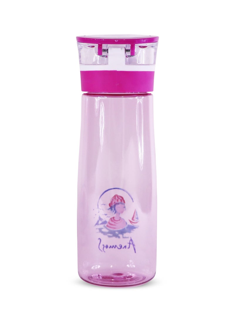 Anemoss Sailor Girl Tritan Water Bottle 600 ml / 20.2 oz, Healthy and Exclusive Design, Multi-functional and Durable Beverage Bottle, Ideal for Sports and Travel, BPA-Free, Pink Color