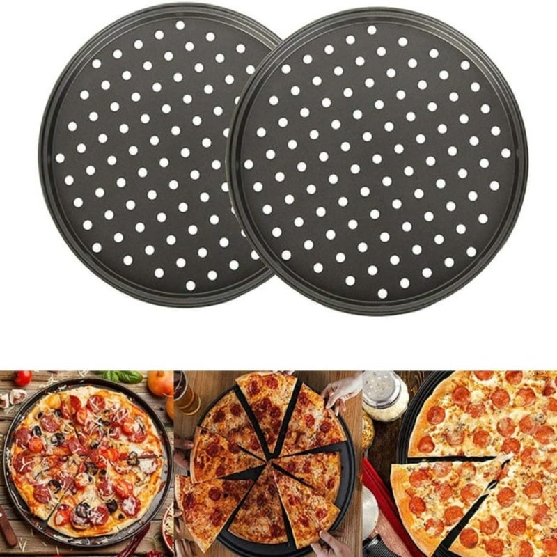 Pizza Pan 12-Inch Round Black Stainless Steel - Durable Cold-Rolled Sheet Metal Construction Premium Even Heat Distribution Pizza Tray for Standard Ovens Home Baking

### ：
1. ****：Pizza Pan、Pizza Tra - Image 1