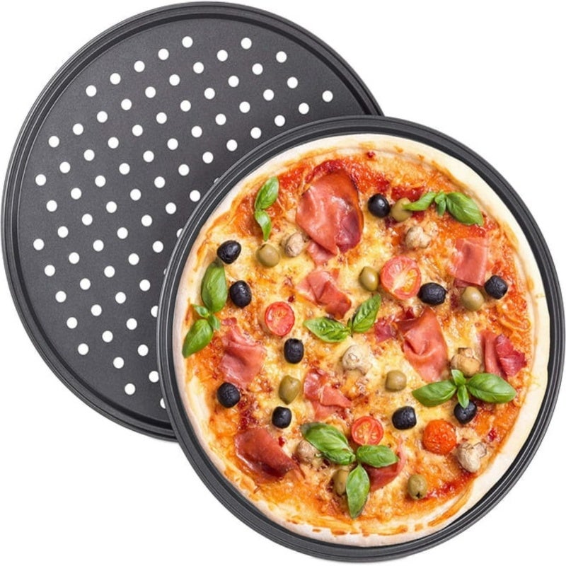 Pizza Pan 12-Inch Round Black Stainless Steel - Durable Cold-Rolled Sheet Metal Construction Premium Even Heat Distribution Pizza Tray for Standard Ovens Home Baking

### ：
1. ****：Pizza Pan、Pizza Tra - Image 2