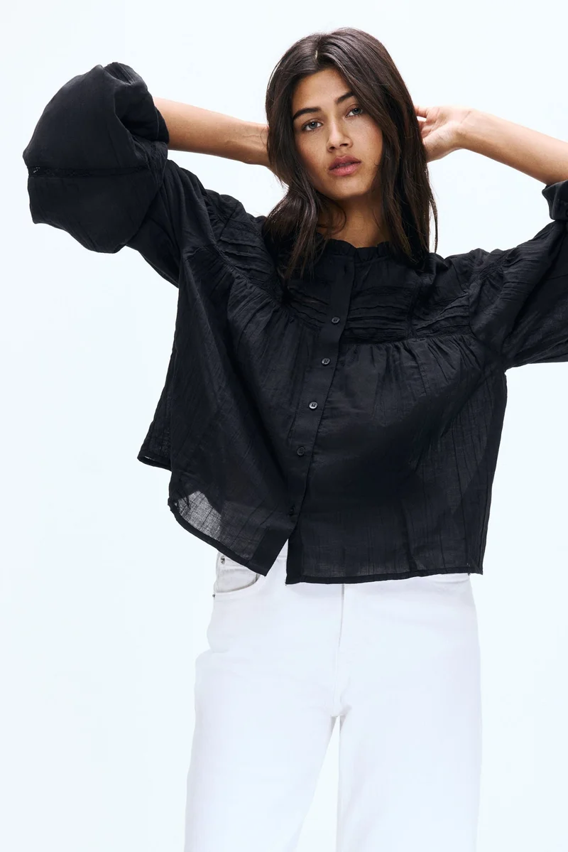 H&M Frill-collared cotton blouse