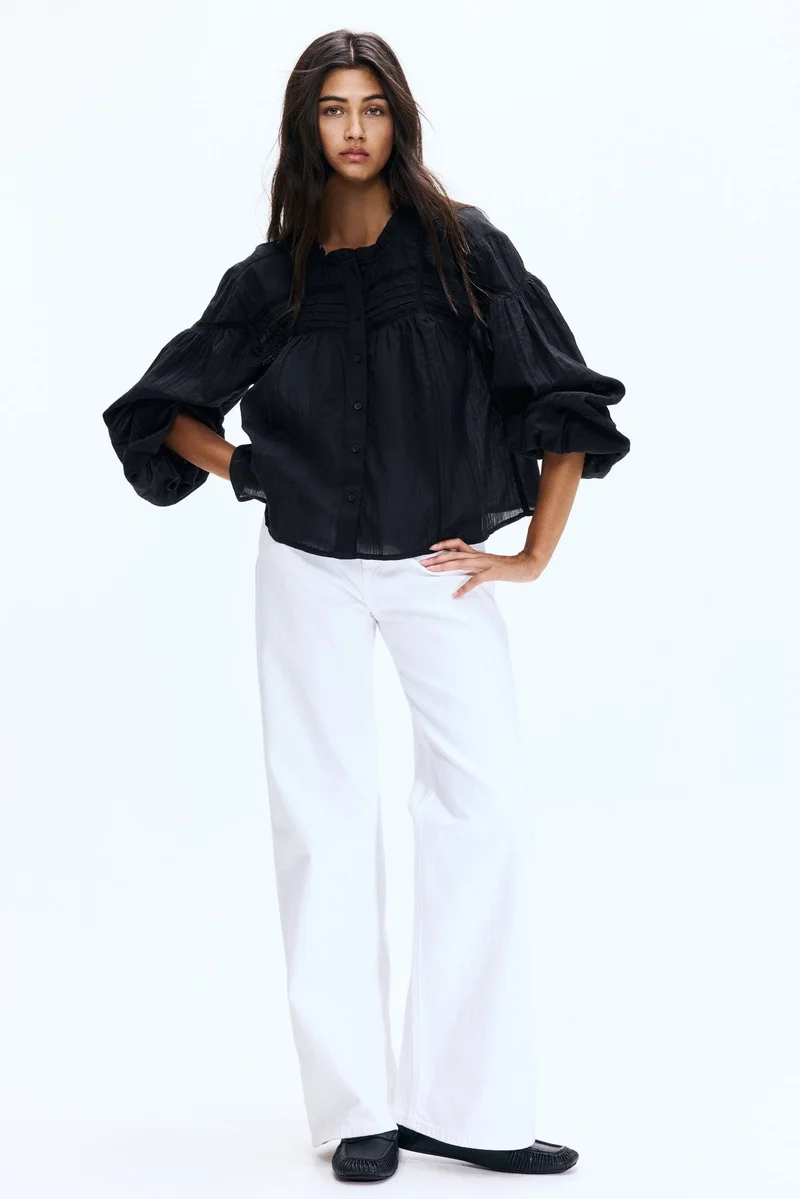 H&M Frill-collared cotton blouse