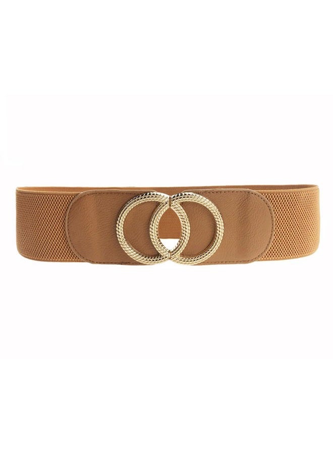 Swtddy 3 Pack Womens Vintage Wide Elastic Stretch Waist Belt For Dresses, Golden O Design Black+beige+camel, Suit For Waist Size 36"-45" - Image 3