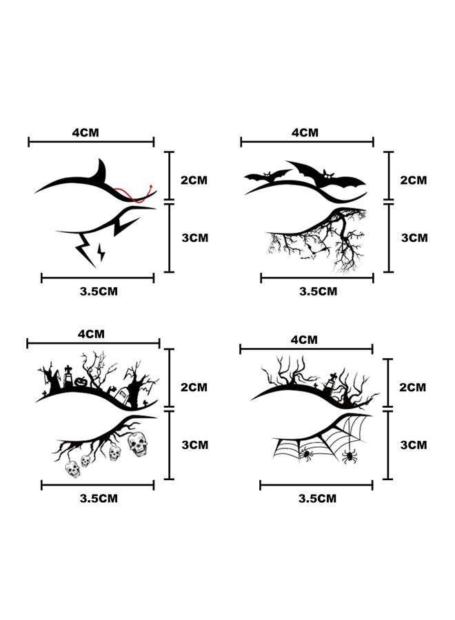 IHEOJAOC 4 PCS Halloween Eye Shadow Stickers Temporary Tattoo, Spider Web Skull Bat Eyeliner Decals Ghost Face Makeup Stickers Tools for Women Girls Waterproof Fake Tattoo Eye Art - Image 2