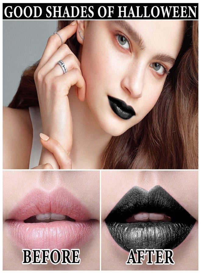LZYLLS Lip Liner and Lipstick Set, High Pigmented Long Lasting Matte Black Liquid Lipstick, Waterproof Black Lip Gloss & Non-Stick Cup Lipgloss Gothic Halloween Makeup - Image 3
