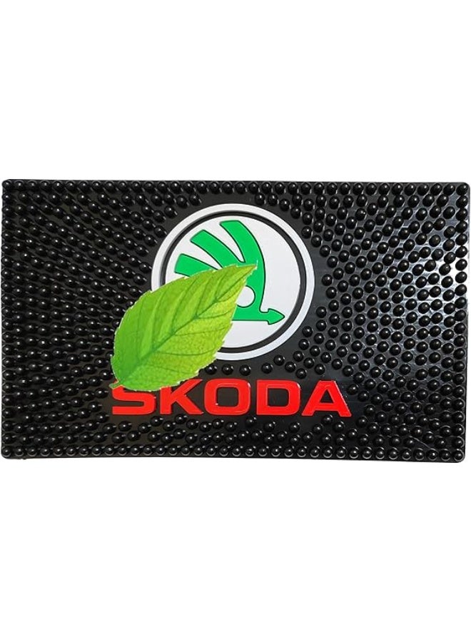 سكودا بادة لوحة القيادة للسيارة وسادة سيليكون غير قابلة للانزلاق وسادة وسادة لمنتج سيارتك الخاص مستطيل محبوب متوافق مع سكودا كبيرة الحجم 26 سم × 15 سم - Image 1