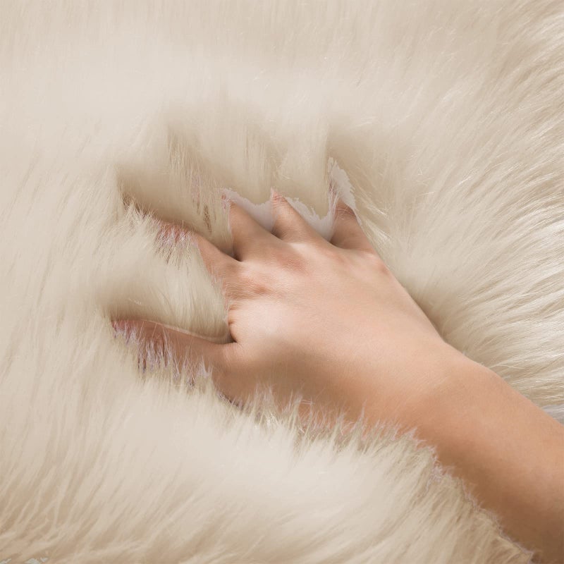Ciicool Beige Fluffy Brug Round Fur Brug for Circle Faux Fur Brug for Kids Room Cute Teepee Mat Fuzzy Rugister Shaggy Circular Carpets for Teens Girls Rooms Home Decor - Image 5