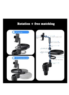 Generic 3-in-1 Expandable Car Cup Holder Expander with Food Tray Table, 360° Rotating Phone Mount, Perfect for Road Trips and Car Travel Accessories.  - Image 5