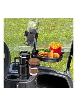 Generic 3-in-1 Expandable Car Cup Holder Expander with Food Tray Table, 360° Rotating Phone Mount, Perfect for Road Trips and Car Travel Accessories.  - Image 2