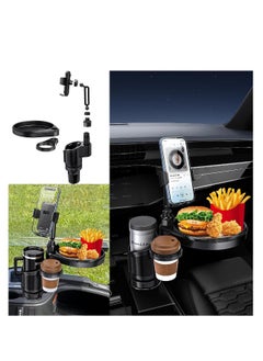 Generic 3-in-1 Expandable Car Cup Holder Expander with Food Tray Table, 360° Rotating Phone Mount, Perfect for Road Trips and Car Travel Accessories.  - Image 3