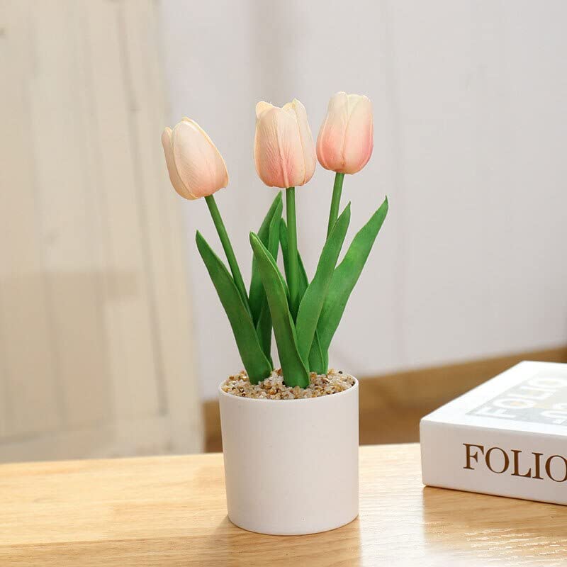 PlantaZee PlantaZee Artificial Tulip Flowers Bunches for Vase Home Decoration Items for Living Room Corner Table Top Bedroom Wedding Party Decorative Gift Set Light Pink  - Image 2
