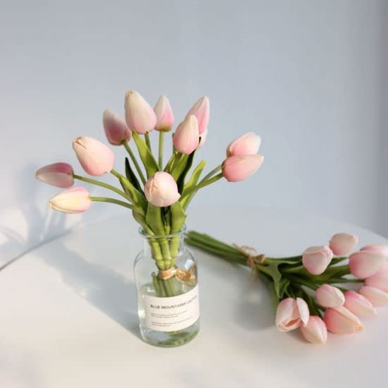 PlantaZee PlantaZee Artificial Tulip Flowers Bunches for Vase Home Decoration Items for Living Room Corner Table Top Bedroom Wedding Party Decorative Gift Set Light Pink  - Image 3