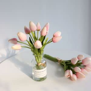 PlantaZee PlantaZee Artificial Tulip Flowers Bunches for Vase Home Decoration Items for Living Room Corner Table Top Bedroom Wedding Party Decorative Gift Set Light Pink  - Image 1