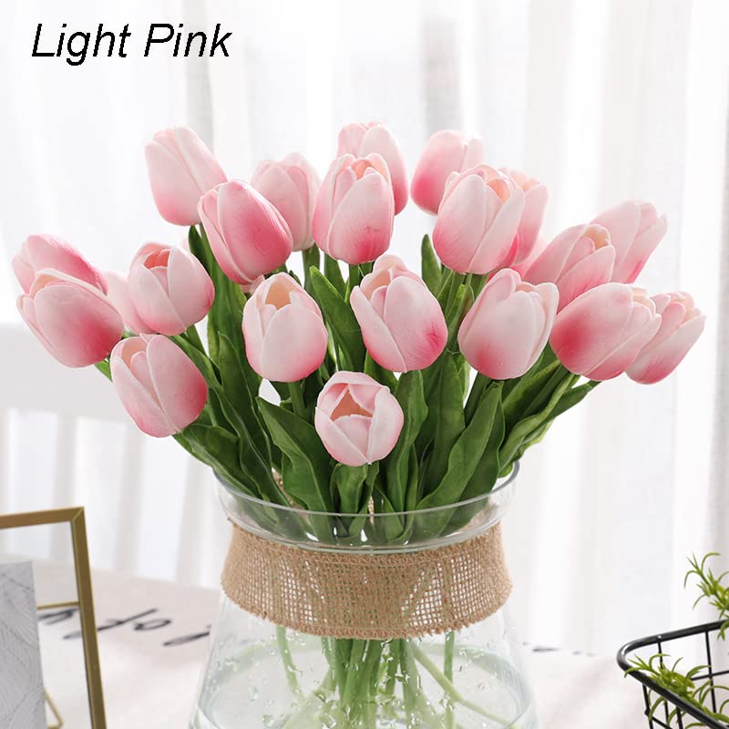 PlantaZee PlantaZee Artificial Tulip Flowers Bunches for Vase Home Decoration Items for Living Room Corner Table Top Bedroom Wedding Party Decorative Gift Set Light Pink  - Image 4