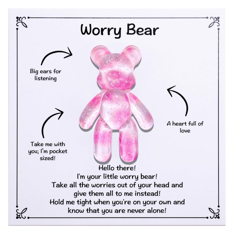 Aesnefe Pocket Bear Hug, Anxiety Relief Gifts, Mental Health Positivity Gift for Men Women, Autism Fidget Gifts, Stress Relief Gift for Her, Thoughtful Present for School Anxiet, Light Pink - Image 1