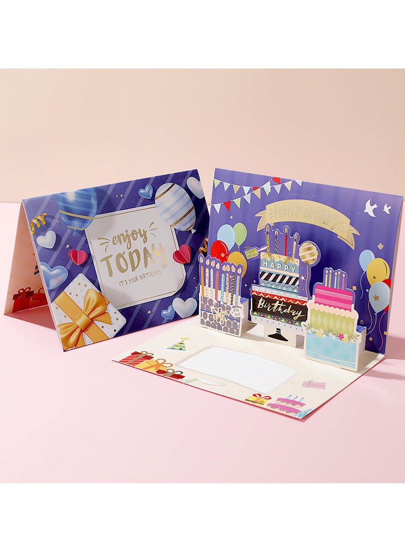 BenQuand Pop Up Birthday Cards, Cute Cartoon Birthday Cake & Gift Box Greeting Cards with Envelopes, Handmade Foldable Celebration Cards for Women, Men, Kids, Daughter, Son, Mom, Friend - Image 1