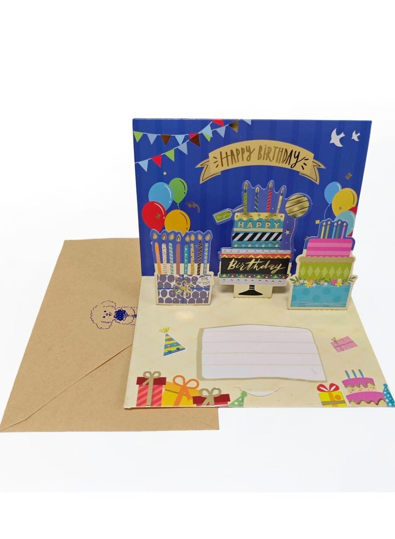 BenQuand Pop Up Birthday Cards, Cute Cartoon Birthday Cake & Gift Box Greeting Cards with Envelopes, Handmade Foldable Celebration Cards for Women, Men, Kids, Daughter, Son, Mom, Friend - Image 2