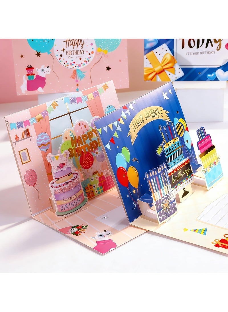 BenQuand Pop Up Birthday Cards, Cute Cartoon Birthday Cake & Gift Box Greeting Cards with Envelopes, Handmade Foldable Celebration Cards for Women, Men, Kids, Daughter, Son, Mom, Friend - Image 3