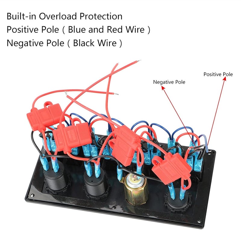 Wivplex 12V 24V Dual USB Lighter Socket 8 Gang Switch Panel - Image 2