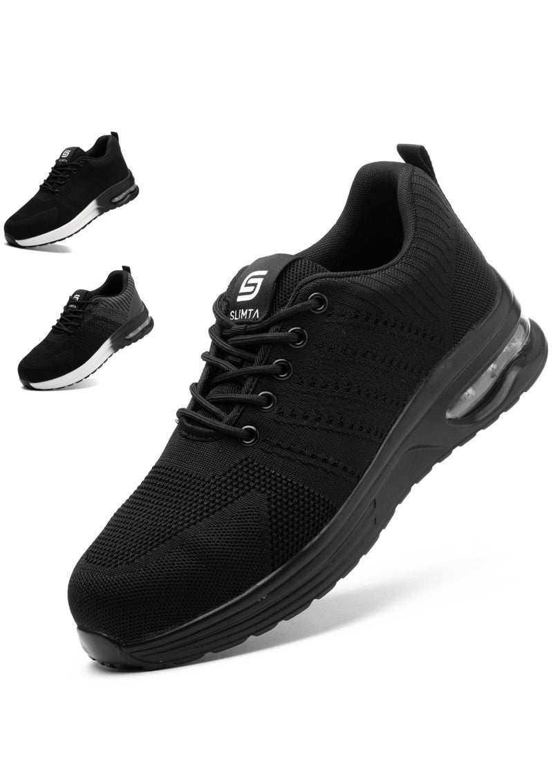 SLIMTA - SLIMTA Safety Shoes Men Women Steel Toe Cap Boots Mesh Breathable Lightweight Comfortable Puncture Proof Industrial Factory Work Protective Black Sneakers - Image 1