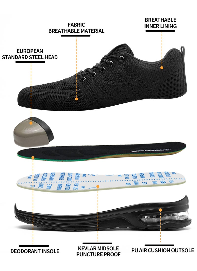 SLIMTA - SLIMTA Safety Shoes Men Women Steel Toe Cap Boots Mesh Breathable Lightweight Comfortable Puncture Proof Industrial Factory Work Protective Black Sneakers - Image 1