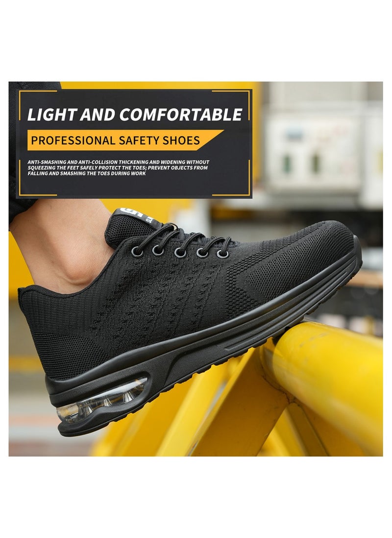 SLIMTA - SLIMTA Safety Shoes Men Women Steel Toe Cap Boots Mesh Breathable Lightweight Comfortable Puncture Proof Industrial Factory Work Protective Black Sneakers - Image 1