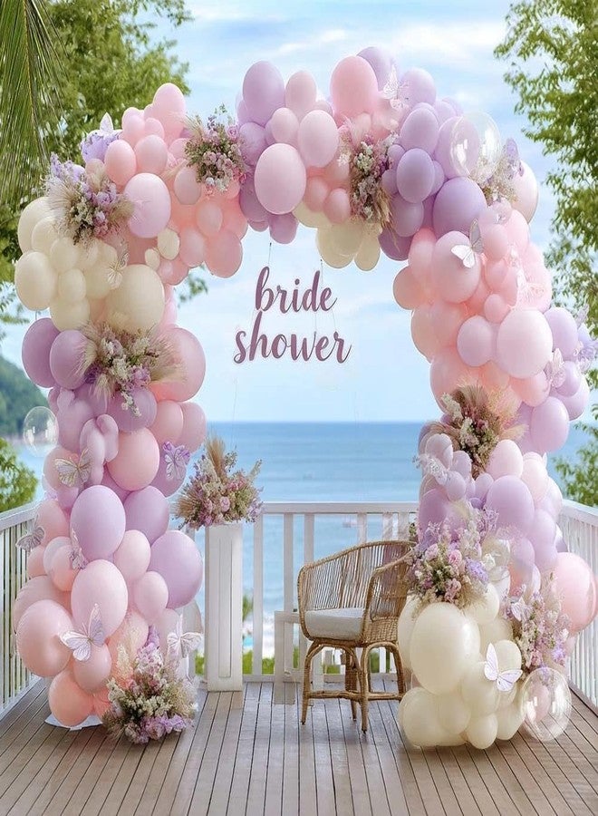 Partycus Pastel Pink Purple Balloon Arch Double Stuffed, Light Pink Lavender Lilac Ivory Balloon Garland Kit with Bobo Latex for Baby Shower Bridal Wedding Princess Birthday Valentines Party Decoration - Image 1