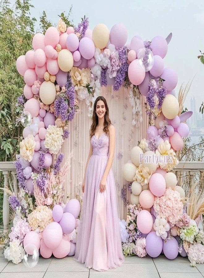 Partycus Pastel Pink Purple Balloon Arch Double Stuffed, Light Pink Lavender Lilac Ivory Balloon Garland Kit with Bobo Latex for Baby Shower Bridal Wedding Princess Birthday Valentines Party Decoration - Image 2