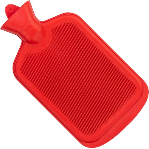 SteadMax [2 Pack] Hot Water Bottles, 2L (68oz) Natural Rubber -BPA Free- Durable Large Hot Water Bag for Hot Compress and Heat Therapy, Pain Relief Heating Pad, (Random Colors) - Image 3