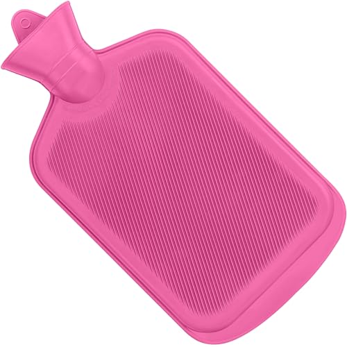 SteadMax [2 Pack] Hot Water Bottles, 2L (68oz) Natural Rubber -BPA Free- Durable Large Hot Water Bag for Hot Compress and Heat Therapy, Pain Relief Heating Pad, (Random Colors) - Image 5